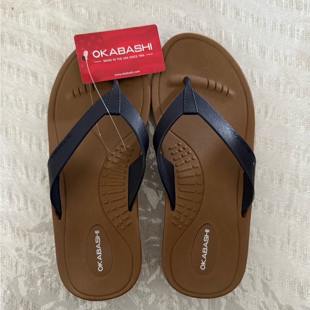 Okabashi Tan and Black Sandals